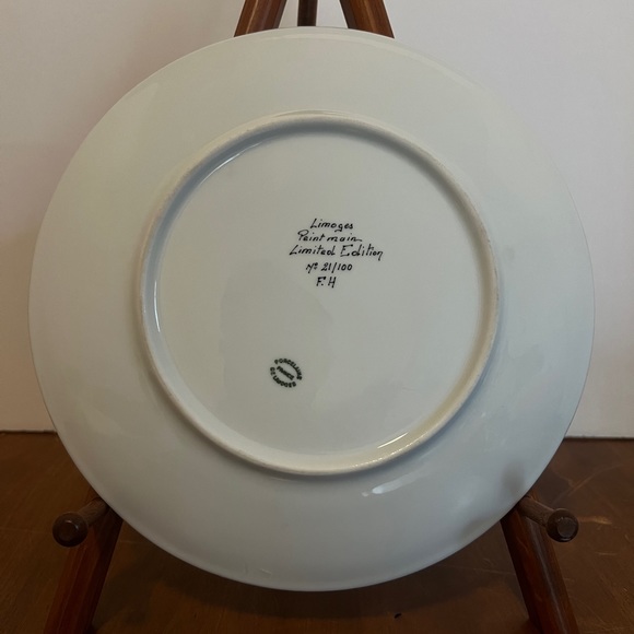 LIMOGES HAND PAINTED ROSES PLATE  ARTIST SIGNED F. H. FRONT & BACK FRANCE 21/100 - Picture 4 of 6